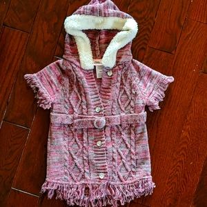 Little Lass Girls Infant sweater Multicolor With Fur Lined Hood 18mths